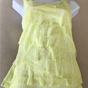 Ruffle print tank top lemon yellow/ green